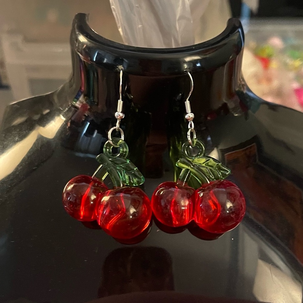 Red and Green Cherry Earrings